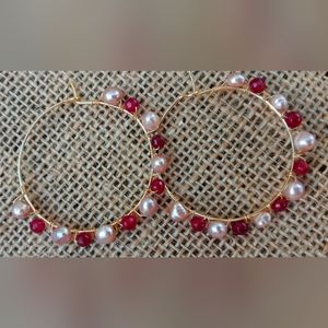 Pearl and Ruby hoops